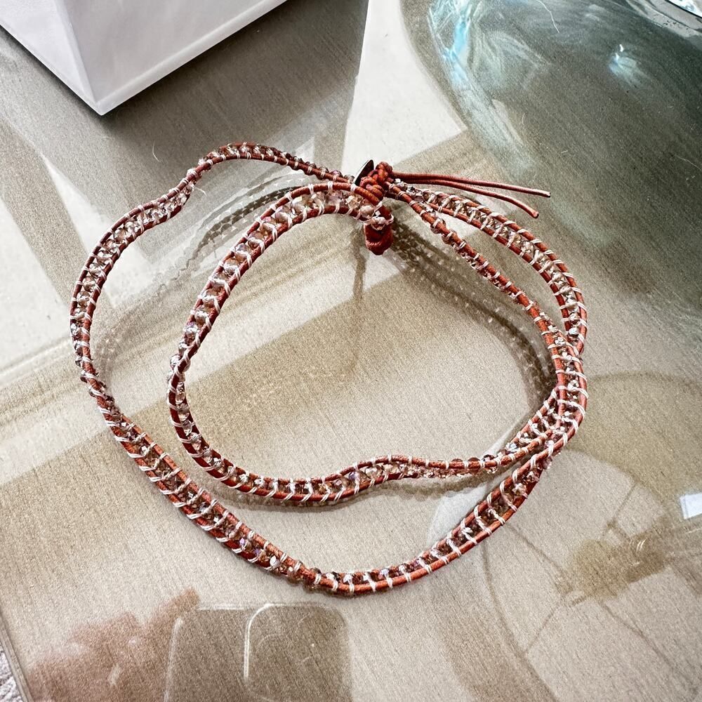 Leather Crystal Wrap Bracelet